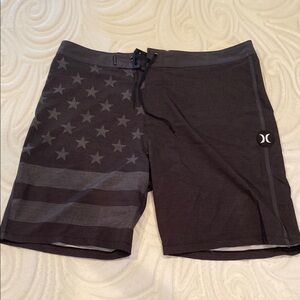Hurley Charcoal Board Shorts with Star and Stripe Design